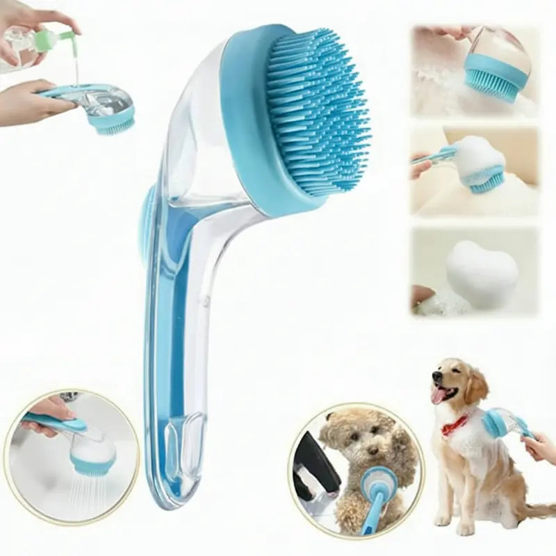 2026 Universal 2-In-1 Pet Bath Brush with Built-In Soap Dispenser - Ergonomic Design for Effortless Bathing and Grooming of Dogs & Cats