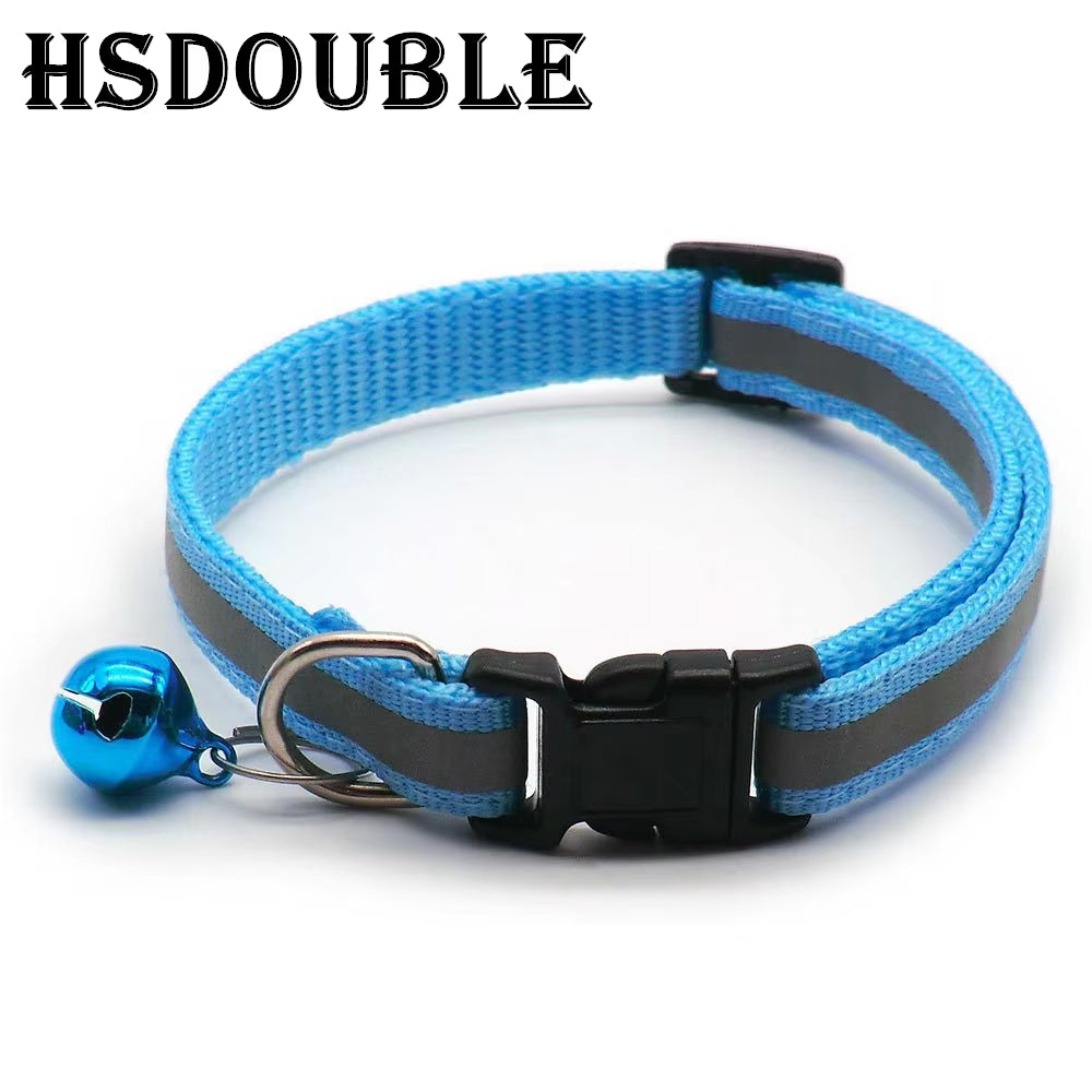 2Pcs/Pack 12 Colors Reflective Adjustable Cats and Small Dogs Collars with Bells Pet Supplies