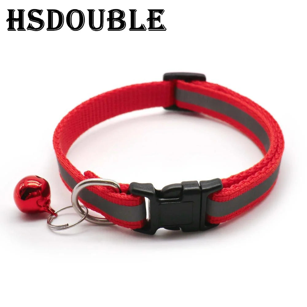 2Pcs/Pack 12 Colors Reflective Adjustable Cats and Small Dogs Collars with Bells Pet Supplies