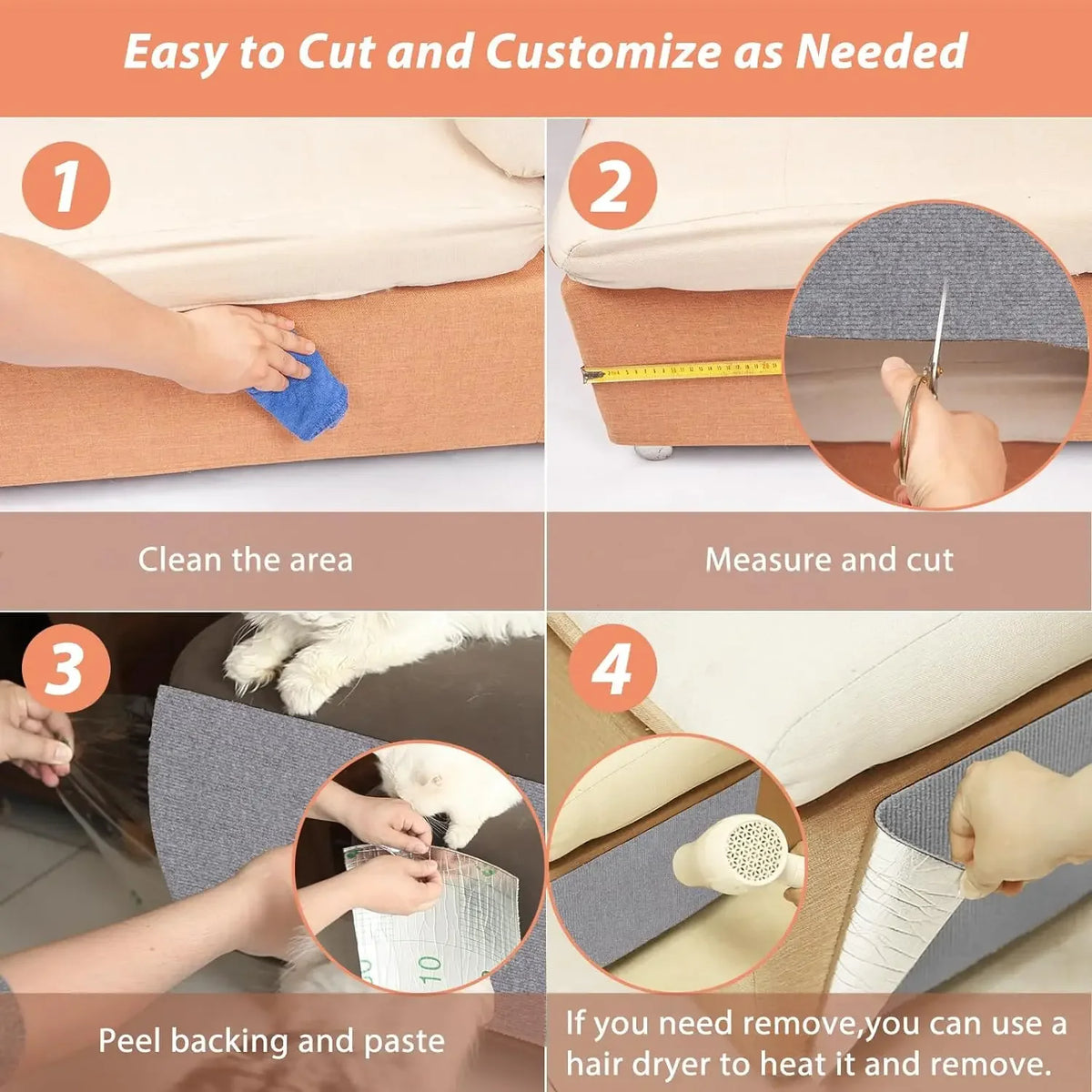 Ultimate Cat Scratching Mat - Self-Adhesive, Trimmable Carpet for Protecting Your Furniture from Scratches