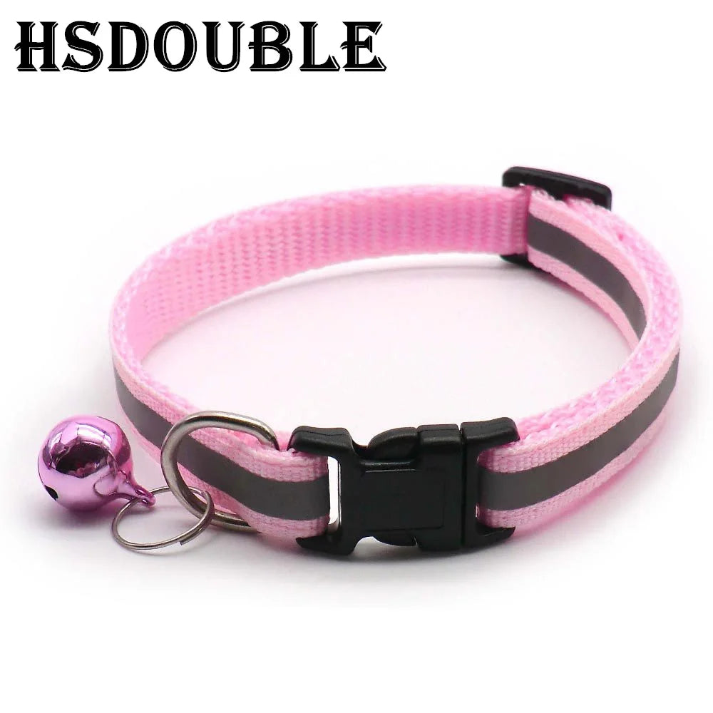 2Pcs/Pack 12 Colors Reflective Adjustable Cats and Small Dogs Collars with Bells Pet Supplies