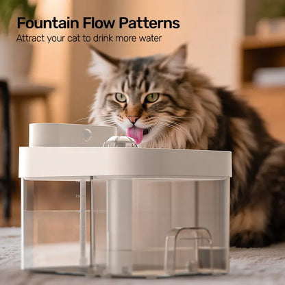 Smart filter-free cat water fountain with separate clean and waste tanks
