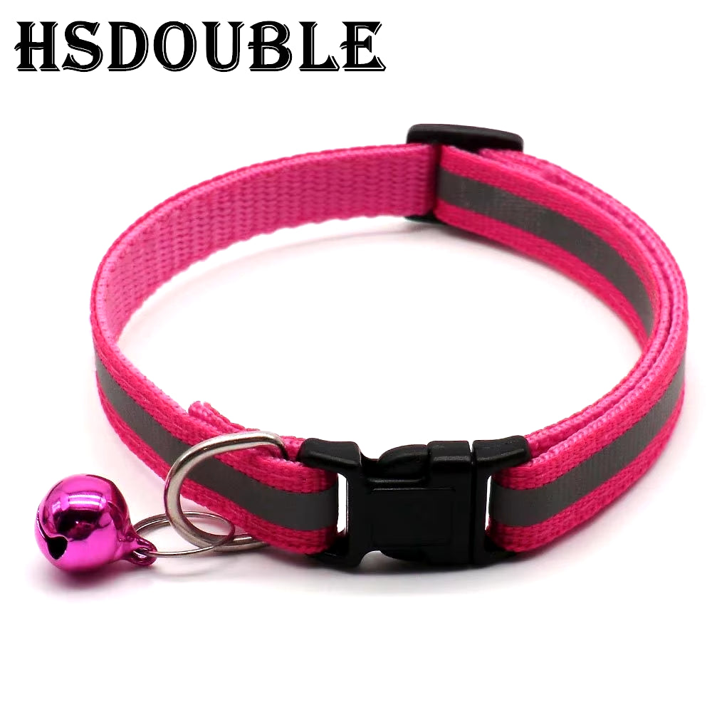 2Pcs/Pack 12 Colors Reflective Adjustable Cats and Small Dogs Collars with Bells Pet Supplies