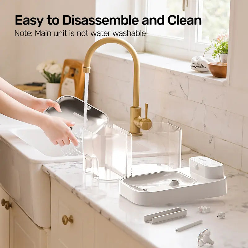 Smart filter-free cat water fountain with separate clean and waste tanks