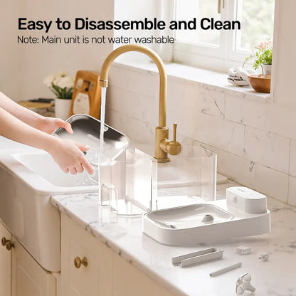 Smart filter-free cat water fountain with separate clean and waste tanks