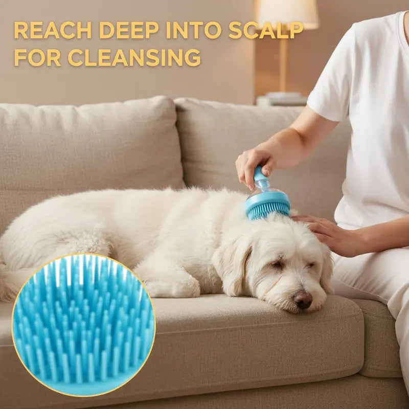 2026 Universal 2-In-1 Pet Bath Brush with Built-In Soap Dispenser - Ergonomic Design for Effortless Bathing and Grooming of Dogs & Cats