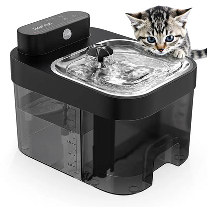 Smart filter-free cat water fountain with separate clean and waste tanks