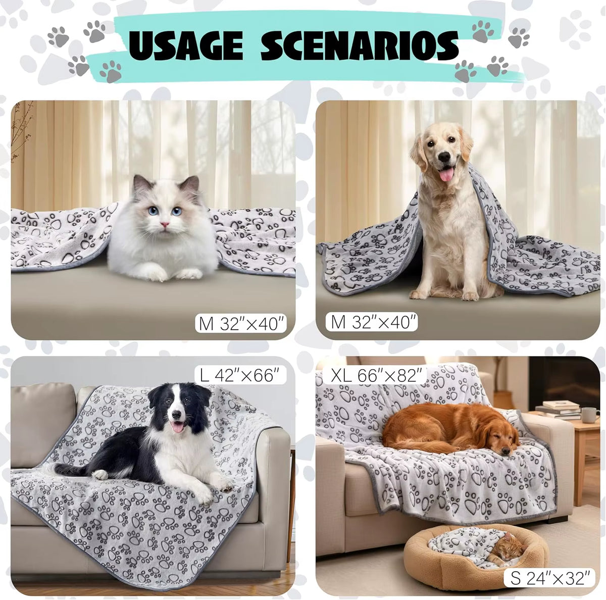Premium Soft Dog Blanket Washable Cat Blanket for Indoor Cats Large Medium Small Dog Puppy Essentials