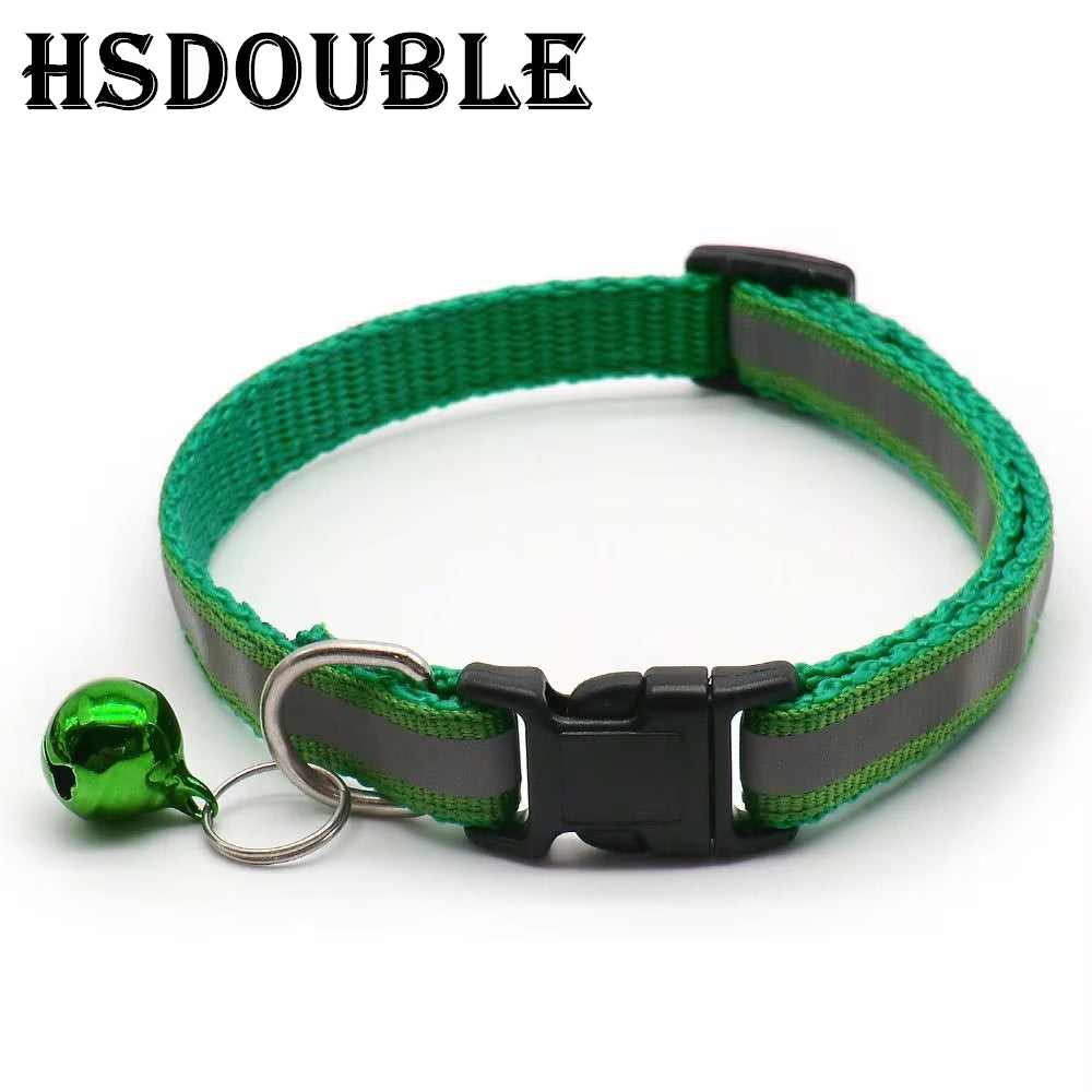 2Pcs/Pack 12 Colors Reflective Adjustable Cats and Small Dogs Collars with Bells Pet Supplies