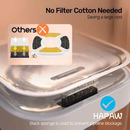 Smart filter-free cat water fountain with separate clean and waste tanks