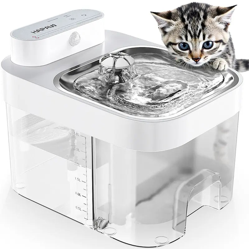 Smart filter-free cat water fountain with separate clean and waste tanks