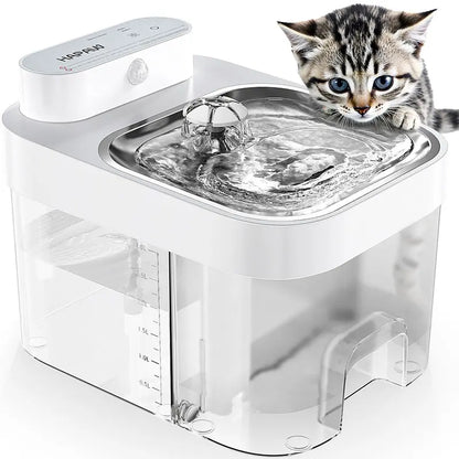 Smart filter-free cat water fountain with separate clean and waste tanks