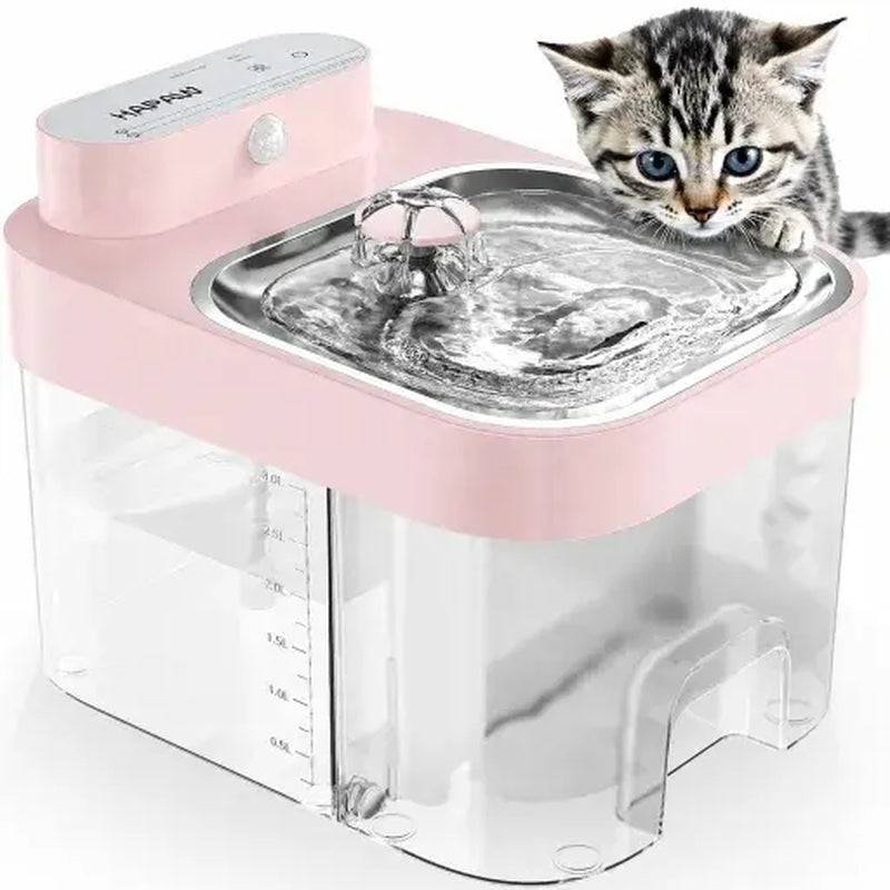 Smart filter-free cat water fountain with separate clean and waste tanks