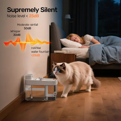Smart filter-free cat water fountain with separate clean and waste tanks